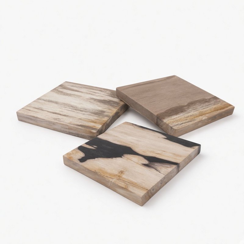Tablett aus versteinertem Holz – 20 × 20 cm | Gemischte Auswahl