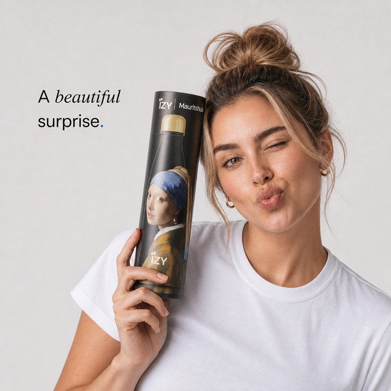 Izy thermos bottle ragazza con orecchino di perle - vermeer da 500 ml bottiglie di acqua isolata