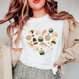 T-Shirt Sushi Heart - ORGANIC COTTON Nigiri Shirt Vegan