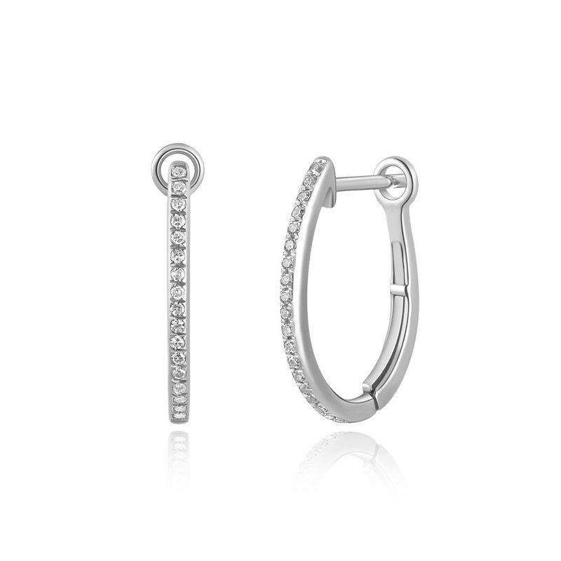 Creole oval S with diamonds, 18 white gold