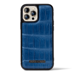 This iPhone 13 Pro Max case is made of blue crocodile leather and features a limited edition design. The case provides protection for the phone while adding a stylish and premium look.