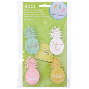 Memo-Magnetklammern Ananas 4 Stück