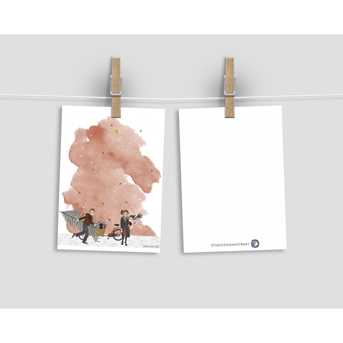 Postkarte - Serie 'Weihnachten' - 'Wie man diesen Baum nach Hause bringt' - Cargo-Bike