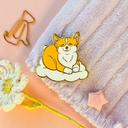 Perno Corgi | Spilla smaltata per animali domestici per cani carini | Placcato oro | Spilla in smalto duro | Spilla
