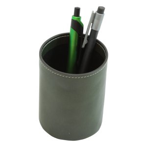 Leren pennenhouder - groen