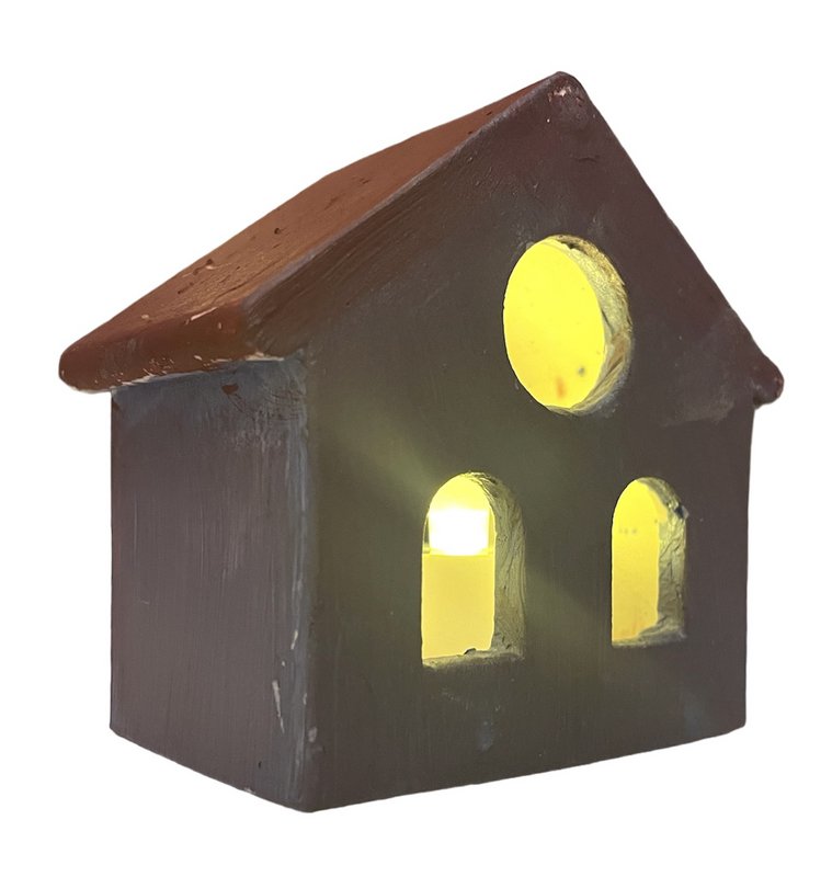 Portacandela LED Tealight House, realizzato in Jesmonite