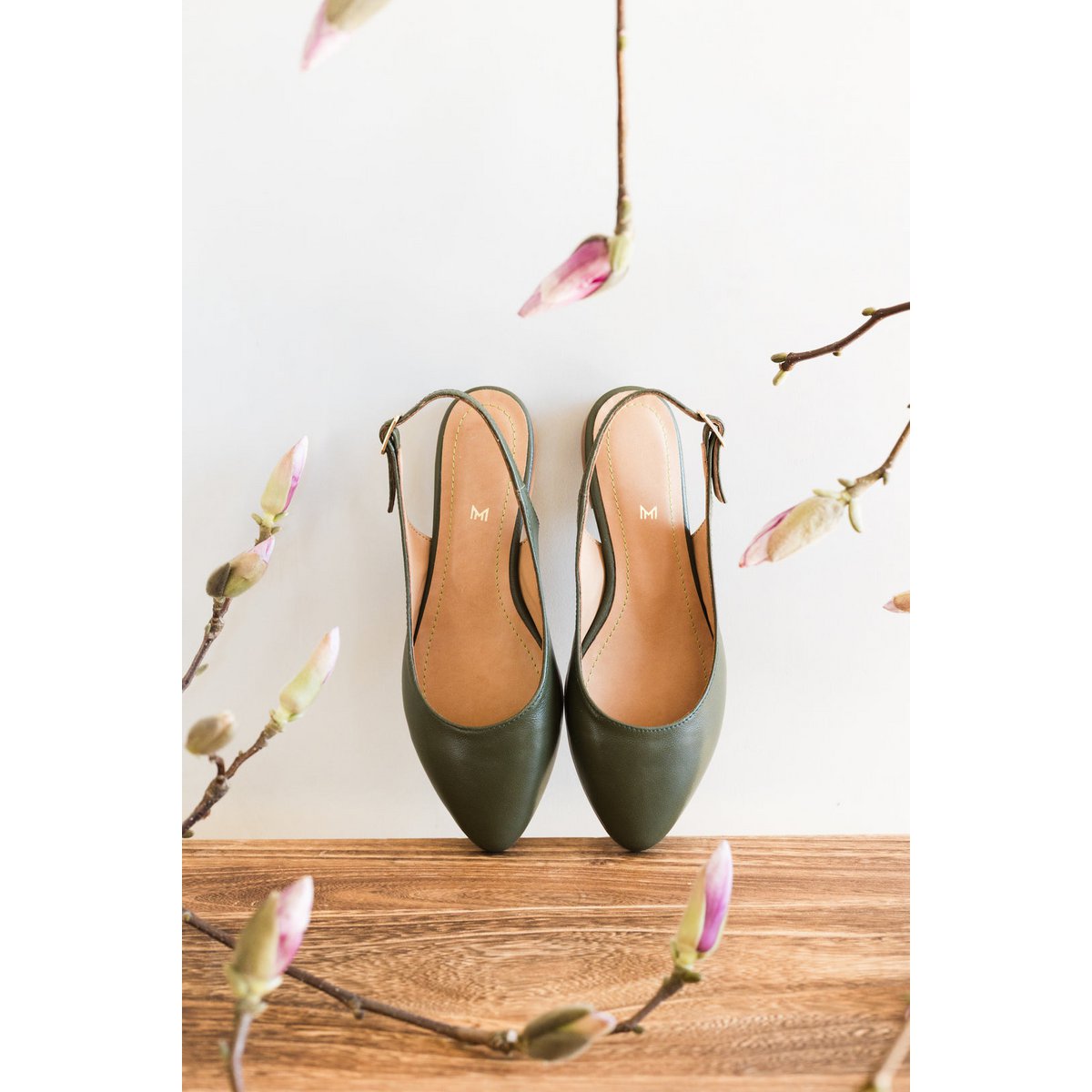 Lederballerinas - Oriana - Olivgrün 35-42