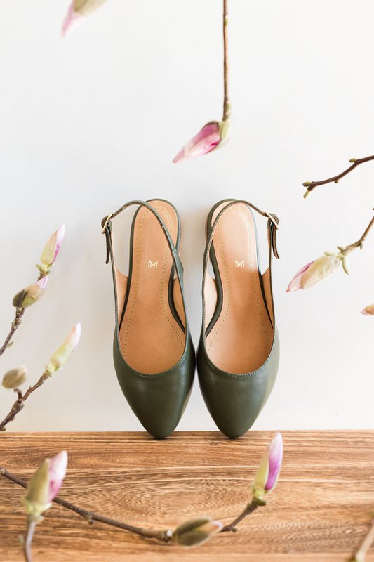 Lederballerinas - Oriana - Olivgrün 35-42