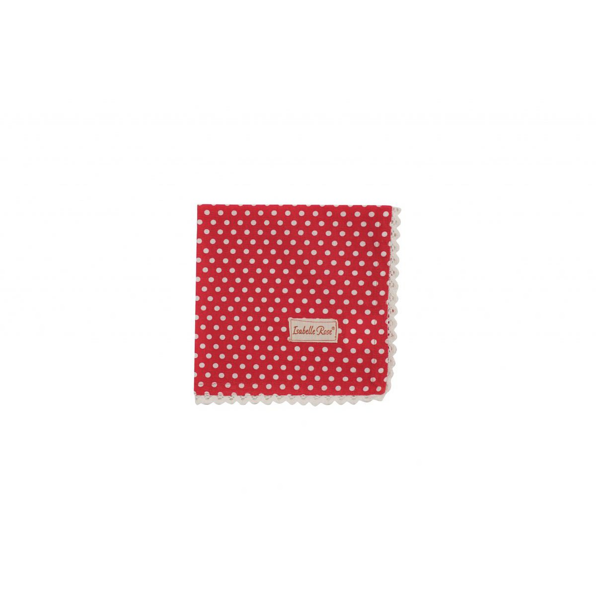 Tovagliolo pois rosso con pizzo 40x40 cm Isabelle Rose
