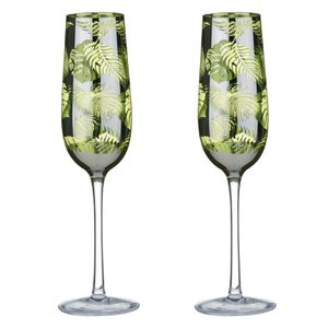 Set van 2 champagnefluiten - tropische bladeren