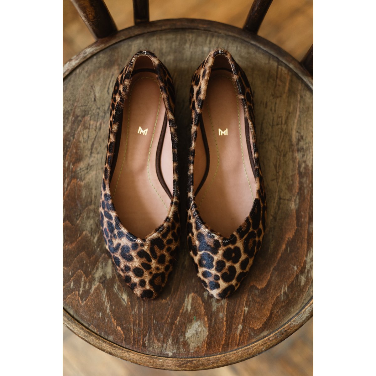 Leren klassieke ballerina's - Audrey - Luipaard 34-42