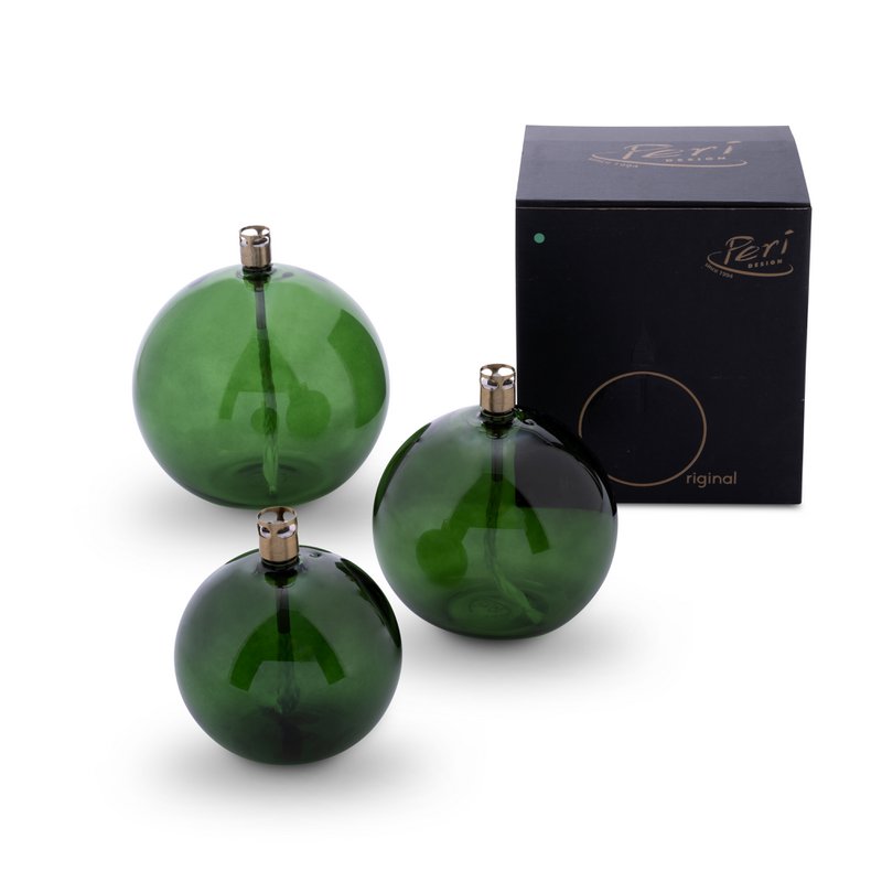 Olielamp Round green brass M