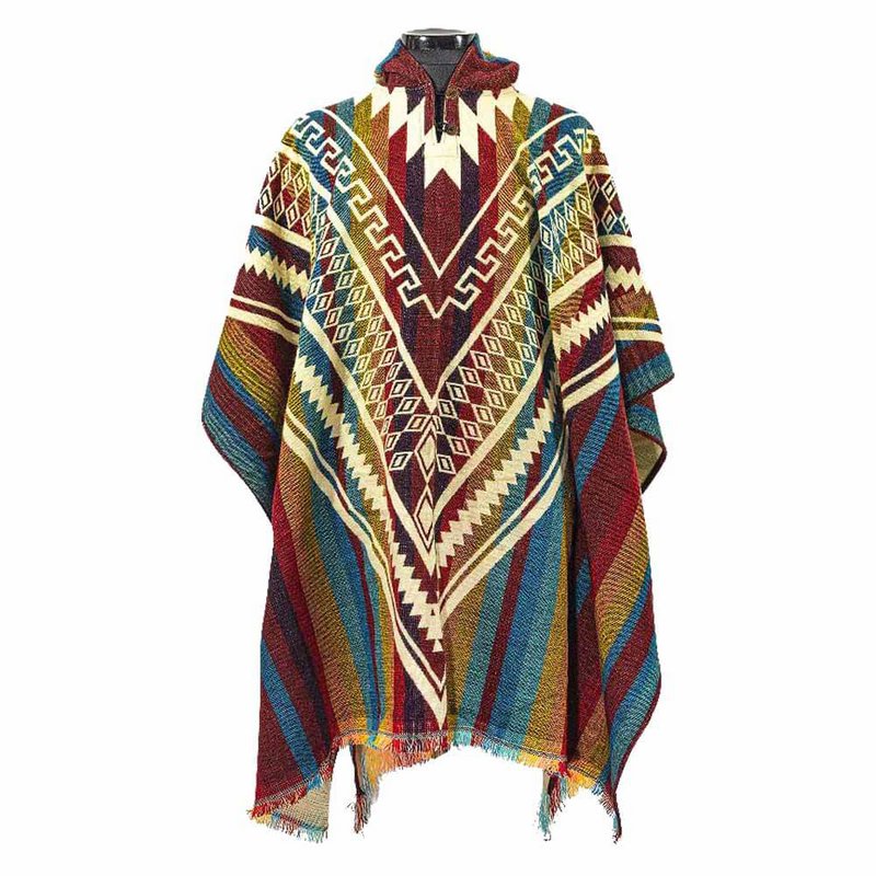 Poncho in alpaca colorato - Prodotto in Ecuador