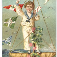 Double card m env. Little Boy on Sea Glitter
