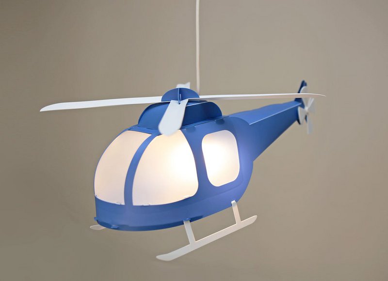 BLÅ HELIKOPTER BARNEHÆNGELAMPE