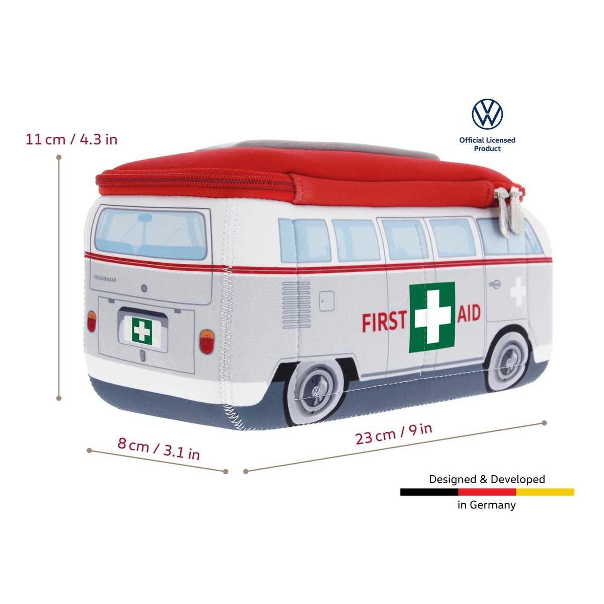Volkswagen VW T1 Bus 3D Neoprene Universal Bag - Small - First Aid/Grey