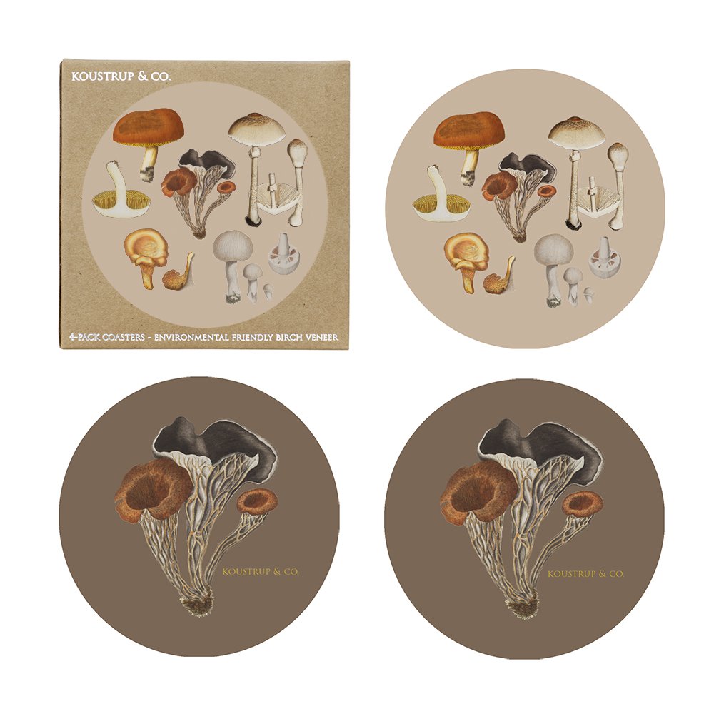 2-seitige Untersetzer – FD Mushrooms – 4er-Pack