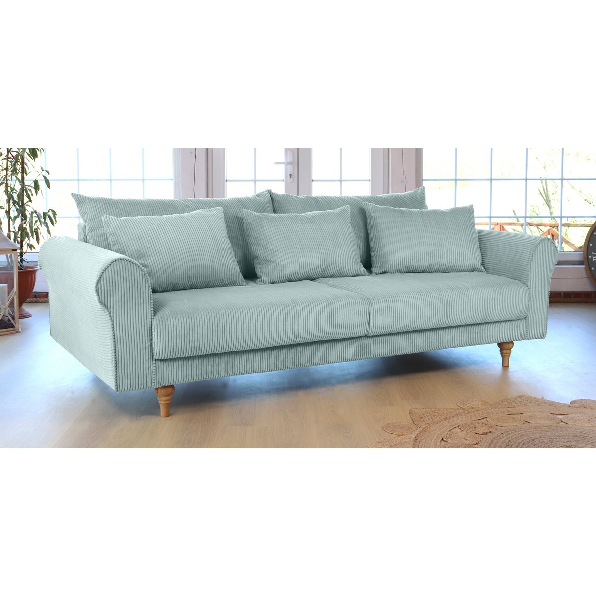 ASTRID 4-zitsbank/slaapbank Corduroy Dusty Blue afneembare en wasbare hoezen