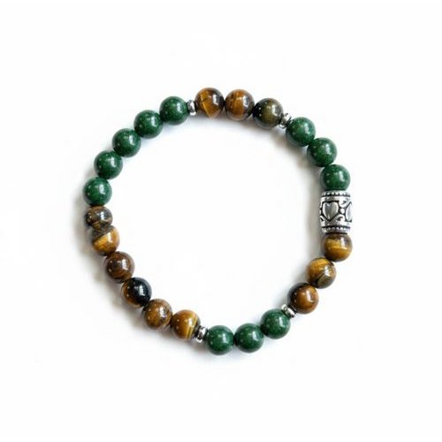 Women's bracelet Tiger Eye 8 mm and incense scent beads with stainless steel basic bead.