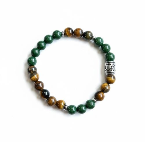 Women's bracelet Tiger Eye 8 mm and incense scent beads with stainless steel basic bead.