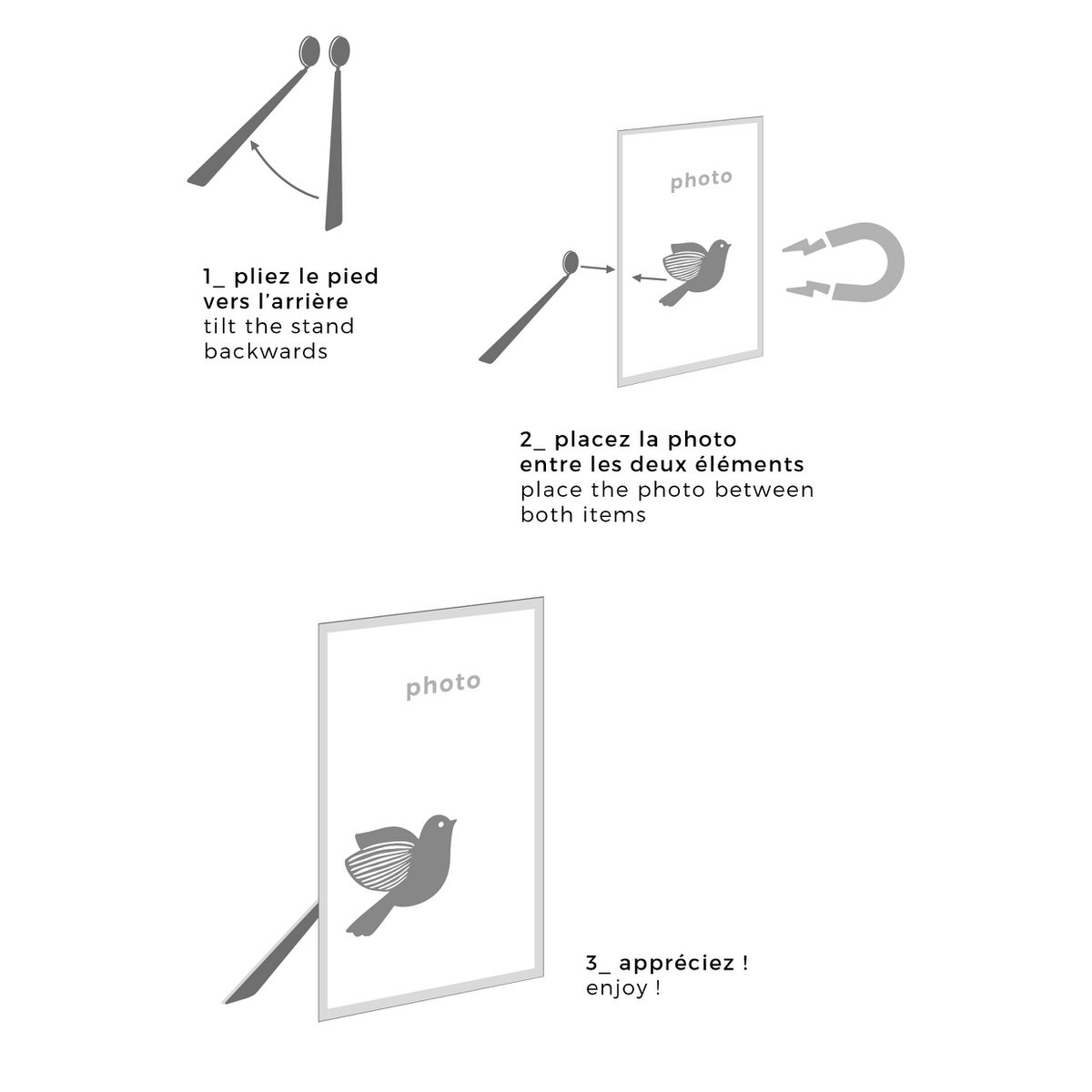 Magnetischer Metallfotohalter - Vogel