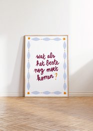  Poster with text "Gij zijt mijn thuis" in red and pink colors, featuring a simple, minimalist design.
