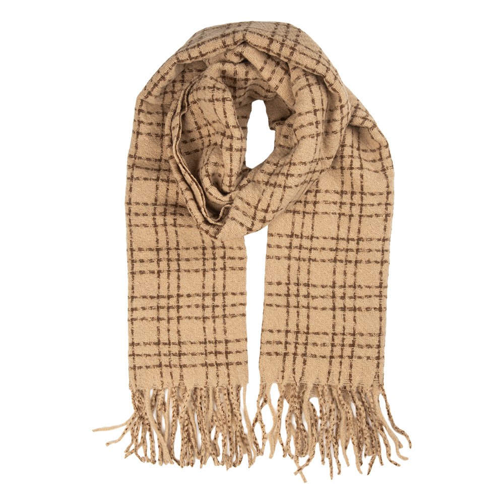 Winter Scarf Ladies 50x210 cm Beige Textile
