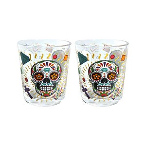 Day of the Dead Set of 2 Glass Tumblers 250ml
