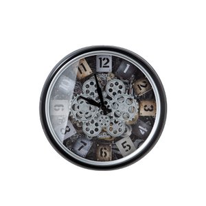 Metal/glass wall clock "Steam" black/silver/champagne