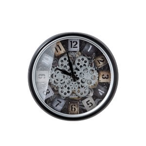 Metal/glass wall clock "Steam" black/silver/champagne