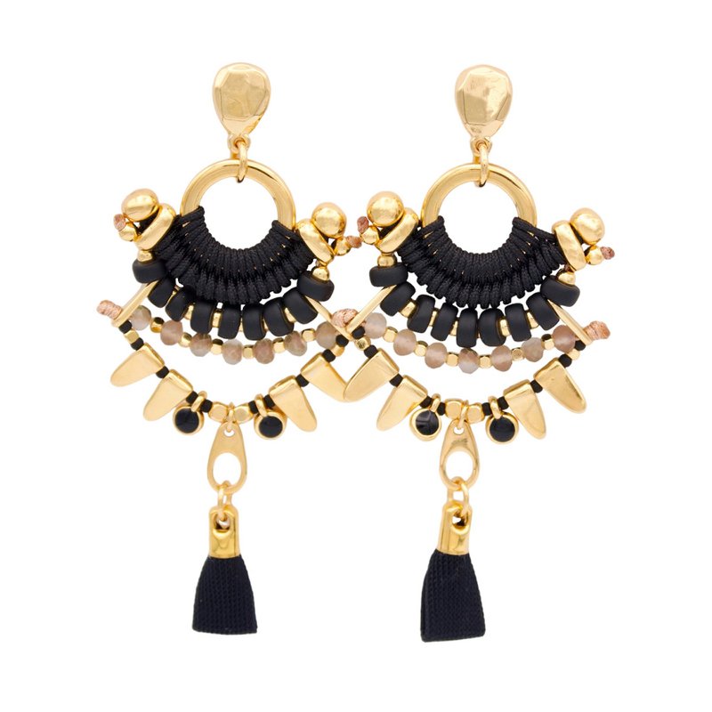 GARAGOA Pendientes estilo Frida Kahlo negros y dorados
