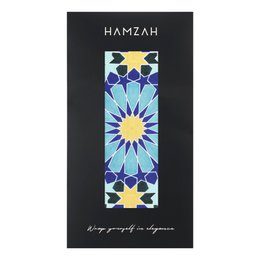 Blue and Gold Silk Scarf Secret Flower