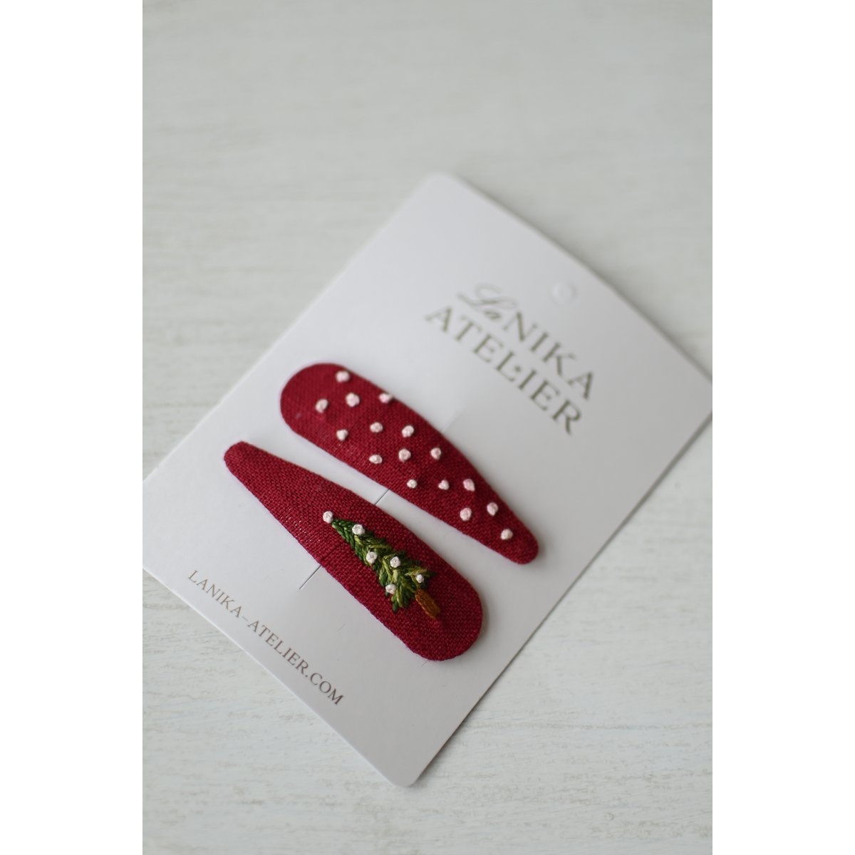 Pinzas para el pelo árbol de navidad + lunares