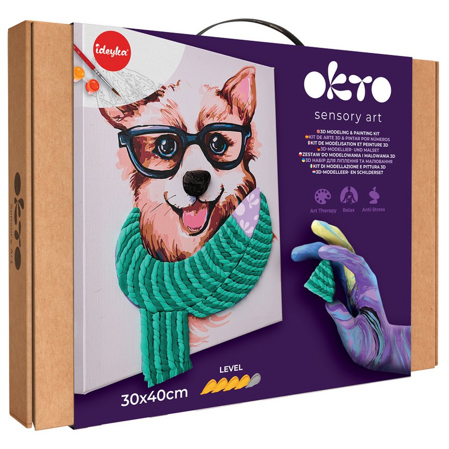 Okto Sensory 3D Air Clay og Color by Numbers - Fashion Corgi