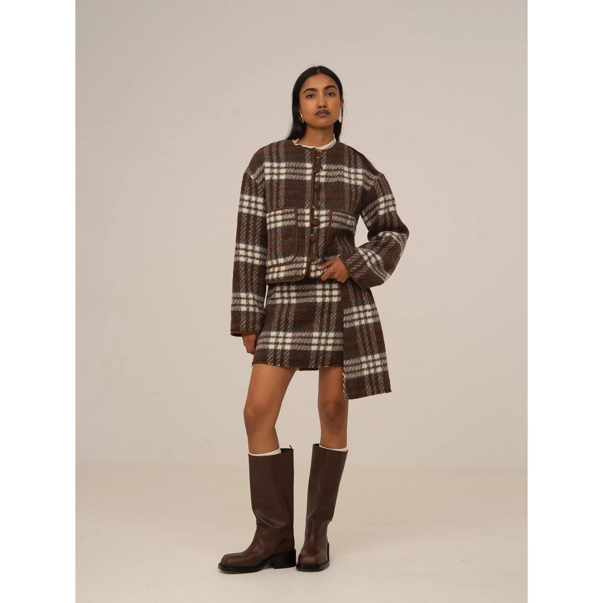 Barefoot Plaid Brown Jacket