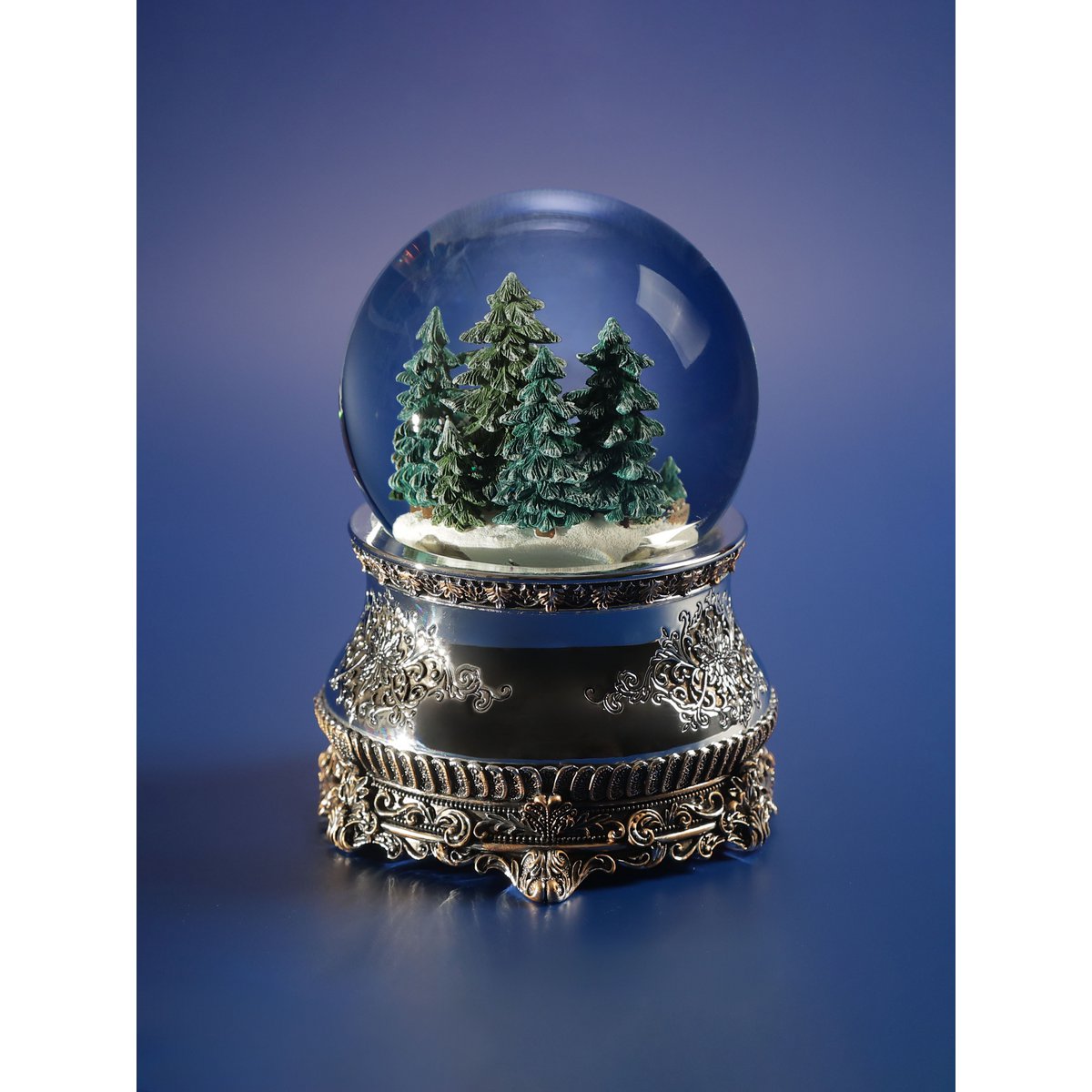 Kerstmuzikale sneeuwbol “Jachthuis”, glas, met verlichting en automatische sneeuwstorm
