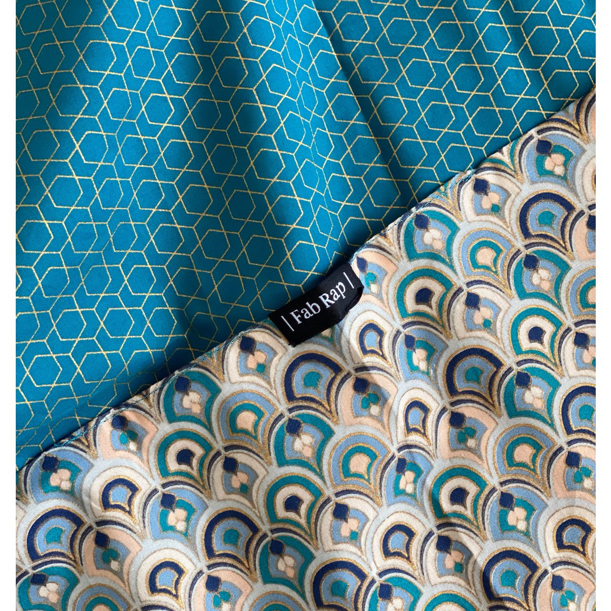 Furoshiki Gift Wrap Art Deco & Ocean Fabric Gift Wrap - Double Sided (Reversible)