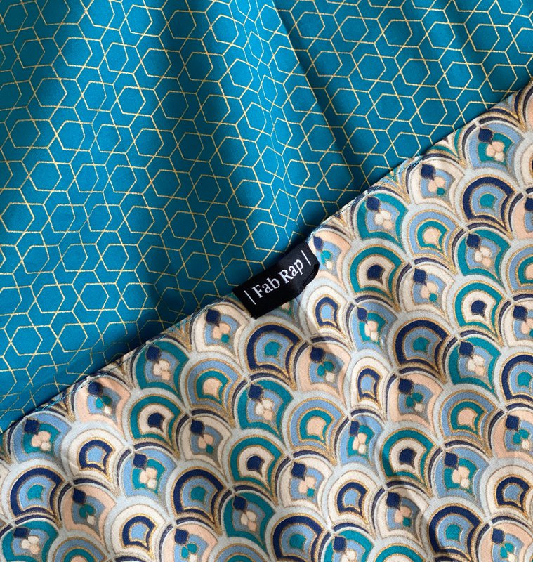 Furoshiki Gift Wrap Art Deco & Ocean Fabric Gift Wrap - Doble cara (Reversible)