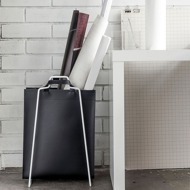 VAASA Leder Shopper schwarz