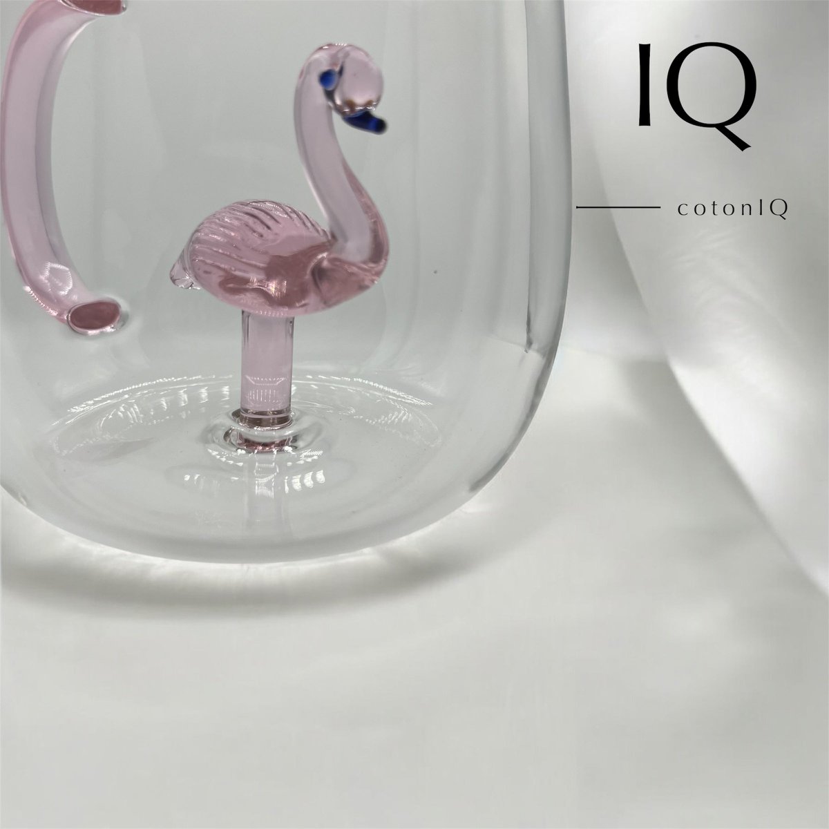 Glazen beker met 3D figuur-flamingo-380 ml