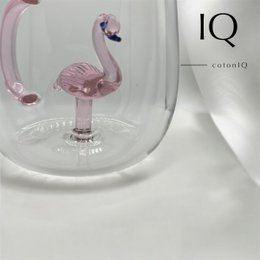 Glazen beker met 3D figuur-flamingo-380 ml