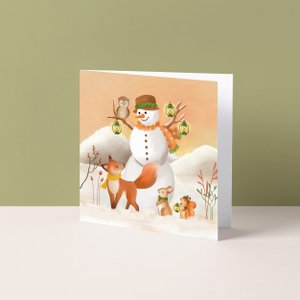 Grußkarte | Weihnachtskarte Schneemann & Freunde