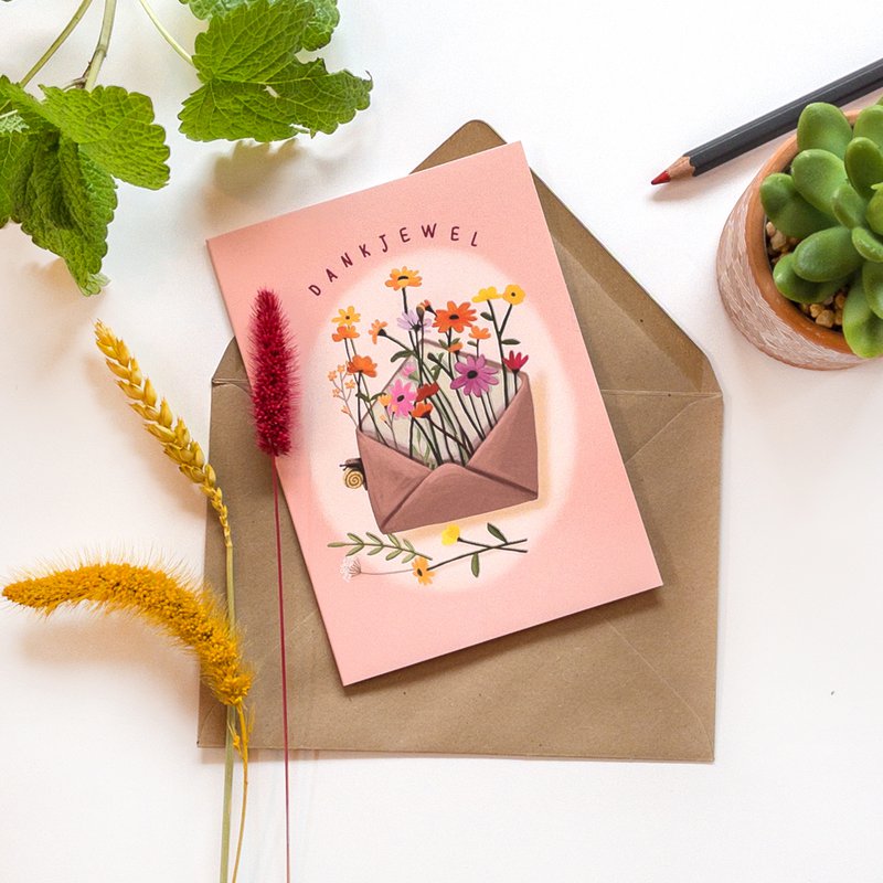 Greeting card thank you flower post