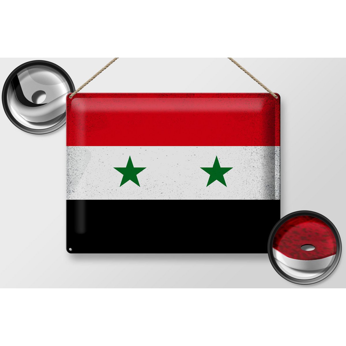 Tin Sign Flag Syria 40x30cm Flag of Syria Vintage