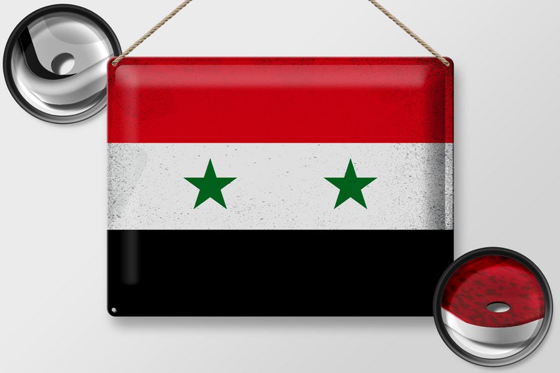 Tin Sign Flag Syria 40x30cm Flag of Syria Vintage