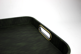 Tablet Look tressé vert avec poignées en laiton 45 × 33 × 6cm