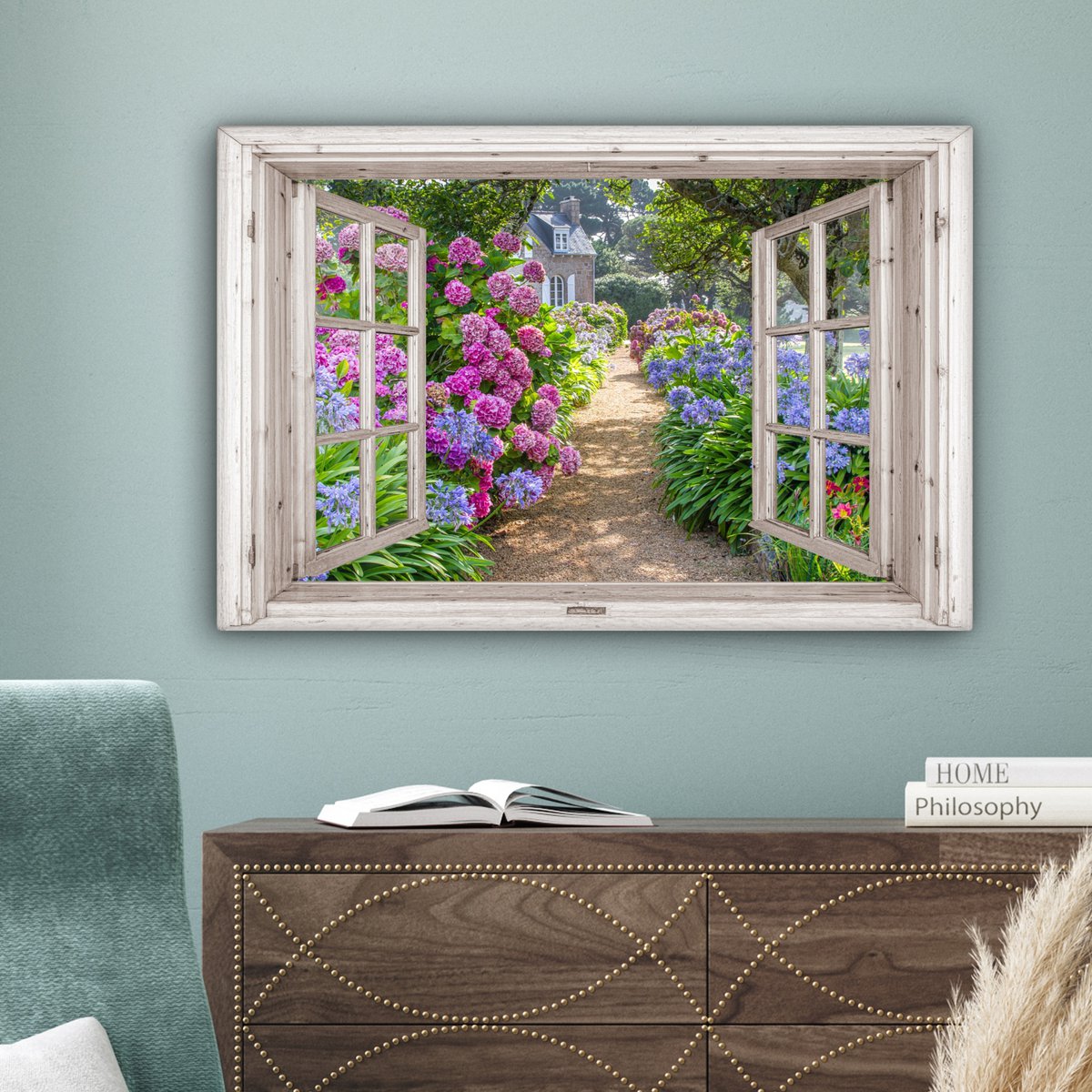 Leinwand Malerei - Wanddekoration - Hortensia - Blick - Blumen - Sommer - Lila - Pad