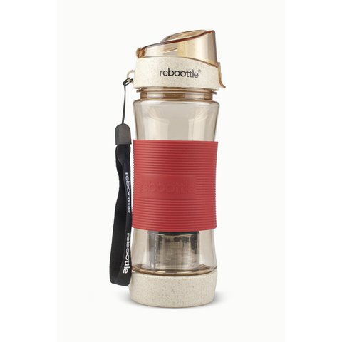 bottle · TEA BEIGE & RED Sustainable drinking bottle