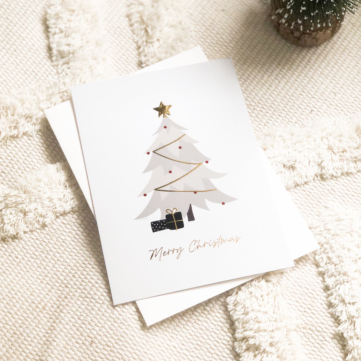Arbre de Noël de carte | feuille d'or