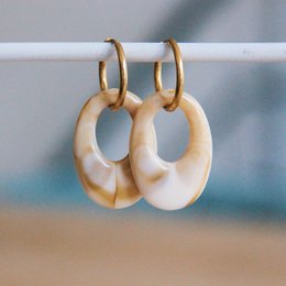 Ørering i rustfrit stål med harpiksdråbe – blandet/guld